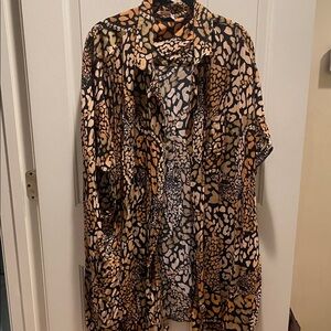 Johnny Was Leopard Print cover up in Black and Gold